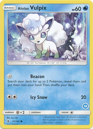 Alolan Vulpix (21/145) (Deck Exclusive #14) [Sun & Moon: Trainer Kit - Alolan Ninetales] | Anubis Games and Hobby