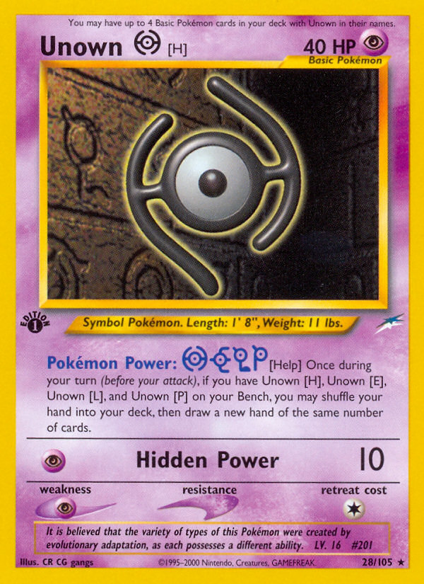 Unown [H] (28/105) [Neo Destiny 1st Edition] | Anubis Games and Hobby