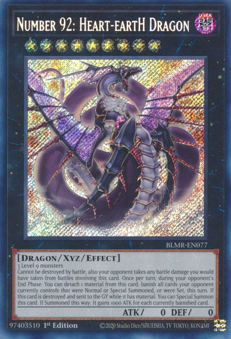 Number 92: Heart-eartH Dragon [BLMR-EN077] Secret Rare | Anubis Games and Hobby