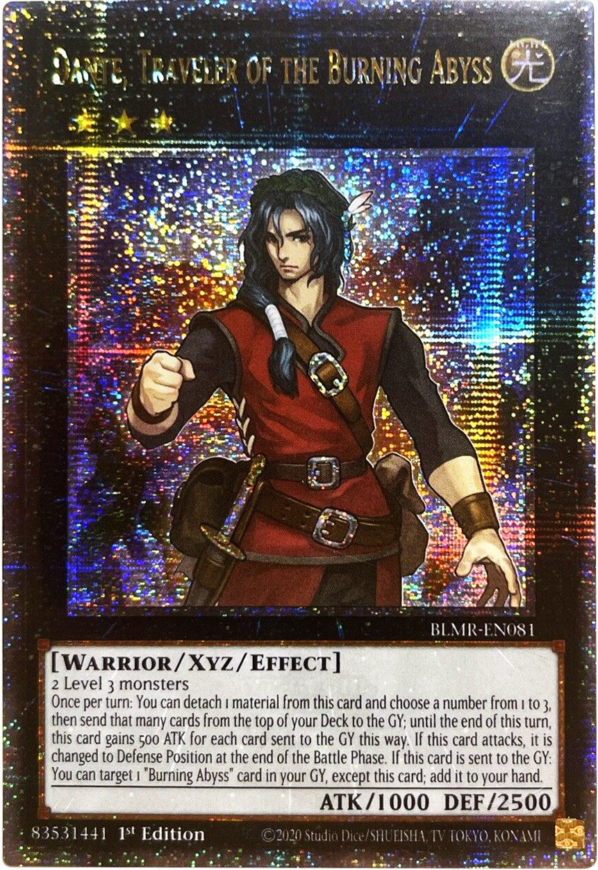 Dante, Traveler of the Burning Abyss [BLMR-EN081] Quarter Century Secret Rare | Anubis Games and Hobby