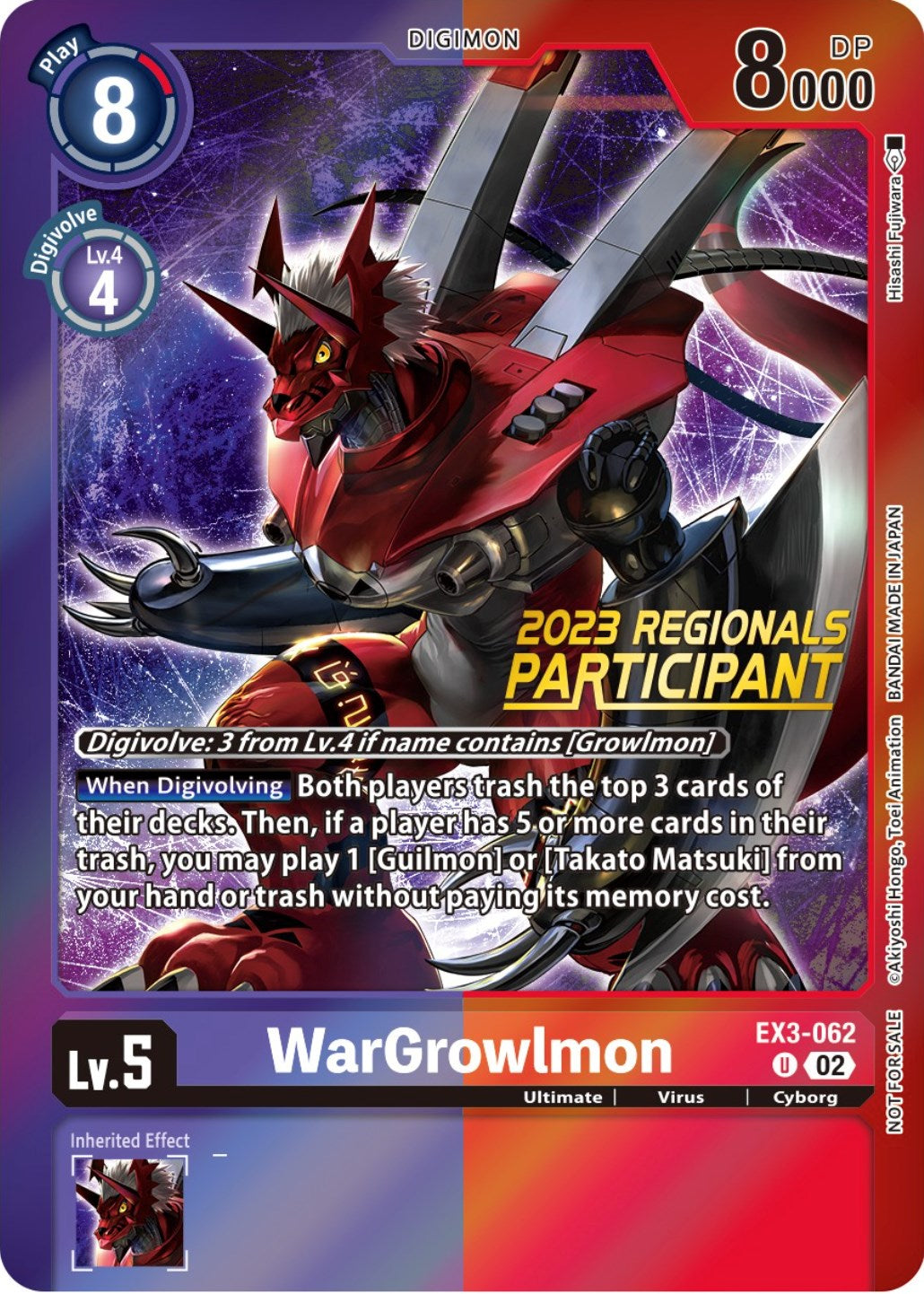 WarGrowlmon [EX3-062] (2023 Regionals Participant) [Draconic Roar Promos] | Anubis Games and Hobby