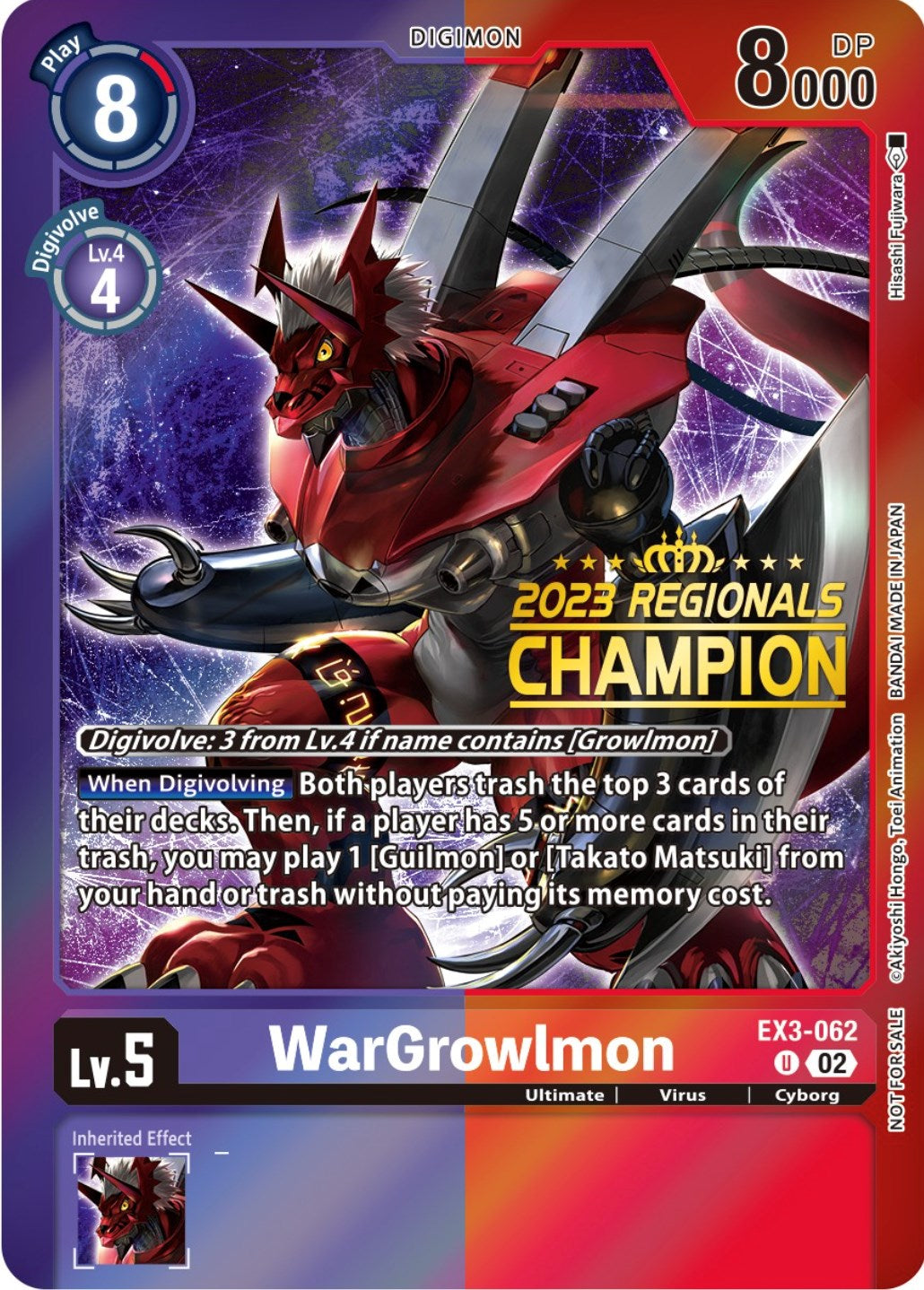 WarGrowlmon [EX3-062] (2023 Regionals Champion) [Draconic Roar Promos] | Anubis Games and Hobby