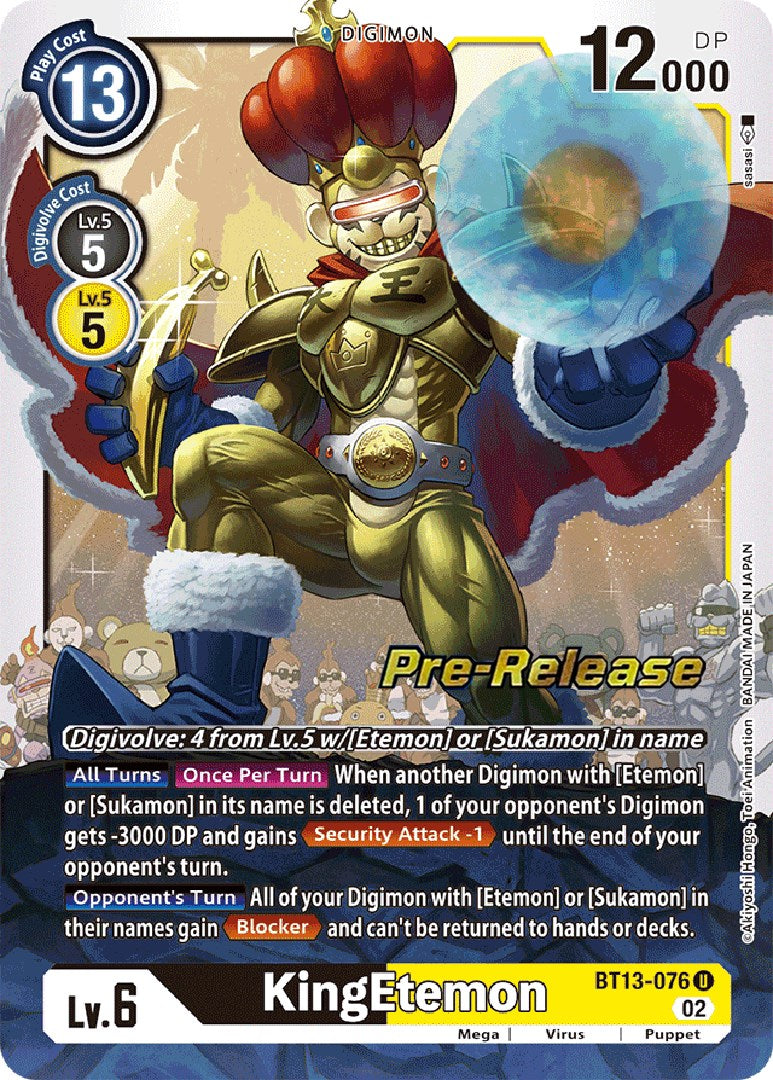 KingEtemon [BT13-076] [Versus Royal Knight Booster Pre-Release Cards] | Anubis Games and Hobby