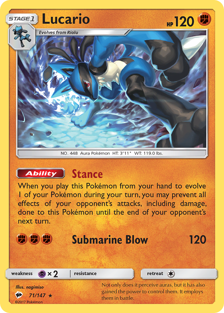 Lucario (71/147) [Sun & Moon: Burning Shadows] | Anubis Games and Hobby