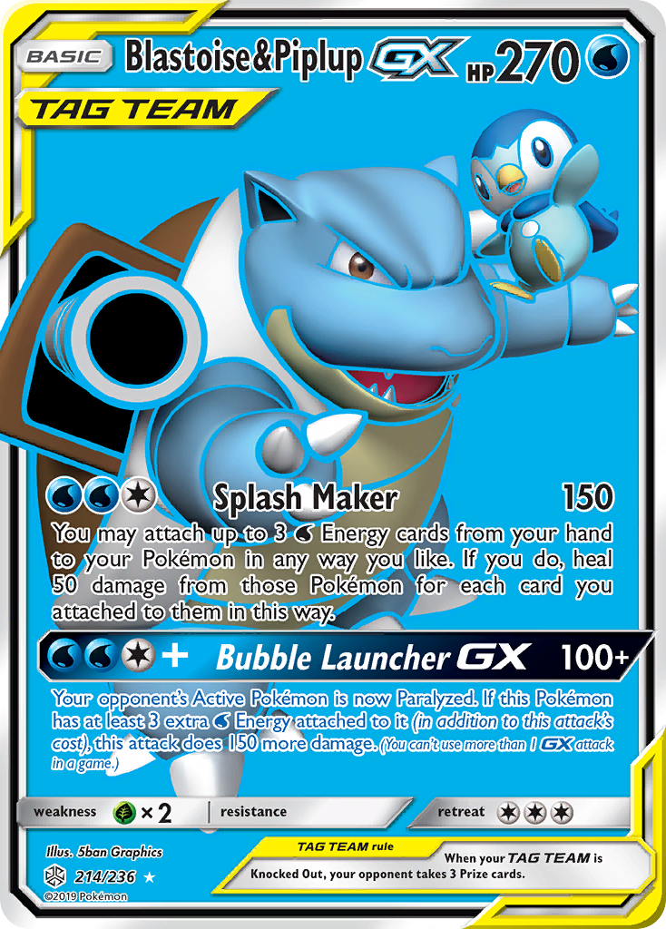 Blastoise & Piplup GX (214/236) [Sun & Moon: Cosmic Eclipse] | Anubis Games and Hobby