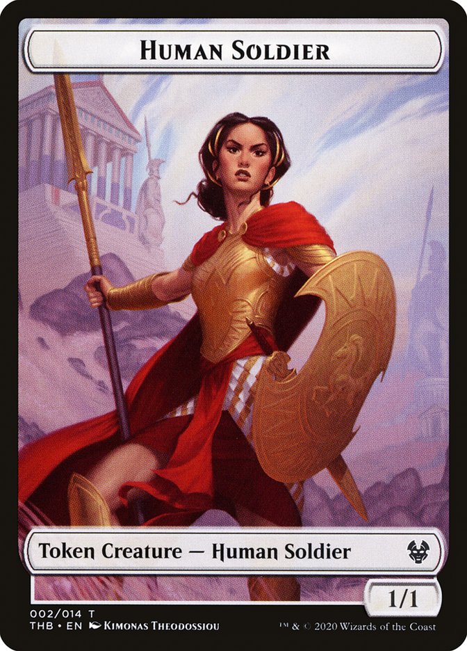 Goat // Human Soldier Double-Sided Token [Theros Beyond Death Tokens] | Anubis Games and Hobby