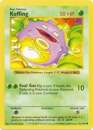Koffing (51/102) [Base Set Shadowless Unlimited] | Anubis Games and Hobby