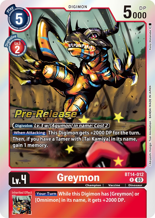 Greymon [BT14-012] [Blast Ace Pre-Release Cards] | Anubis Games and Hobby