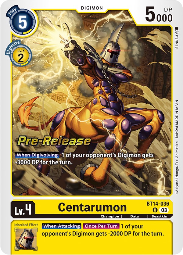 Centarumon [BT14-036] [Blast Ace Pre-Release Cards] | Anubis Games and Hobby