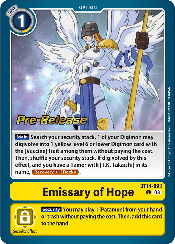 Emissary of Hope [BT14-093] [Blast Ace Pre-Release Cards] | Anubis Games and Hobby