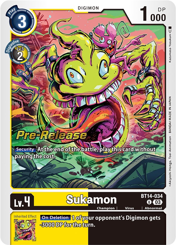 Sukamon [BT14-034] [Blast Ace Pre-Release Cards] | Anubis Games and Hobby