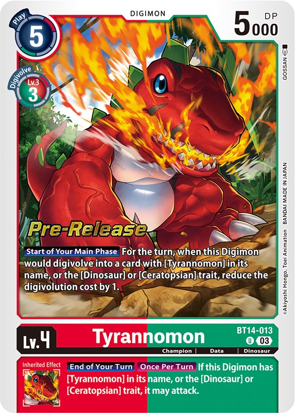 Tyrannomon [BT14-013] [Blast Ace Pre-Release Cards] | Anubis Games and Hobby