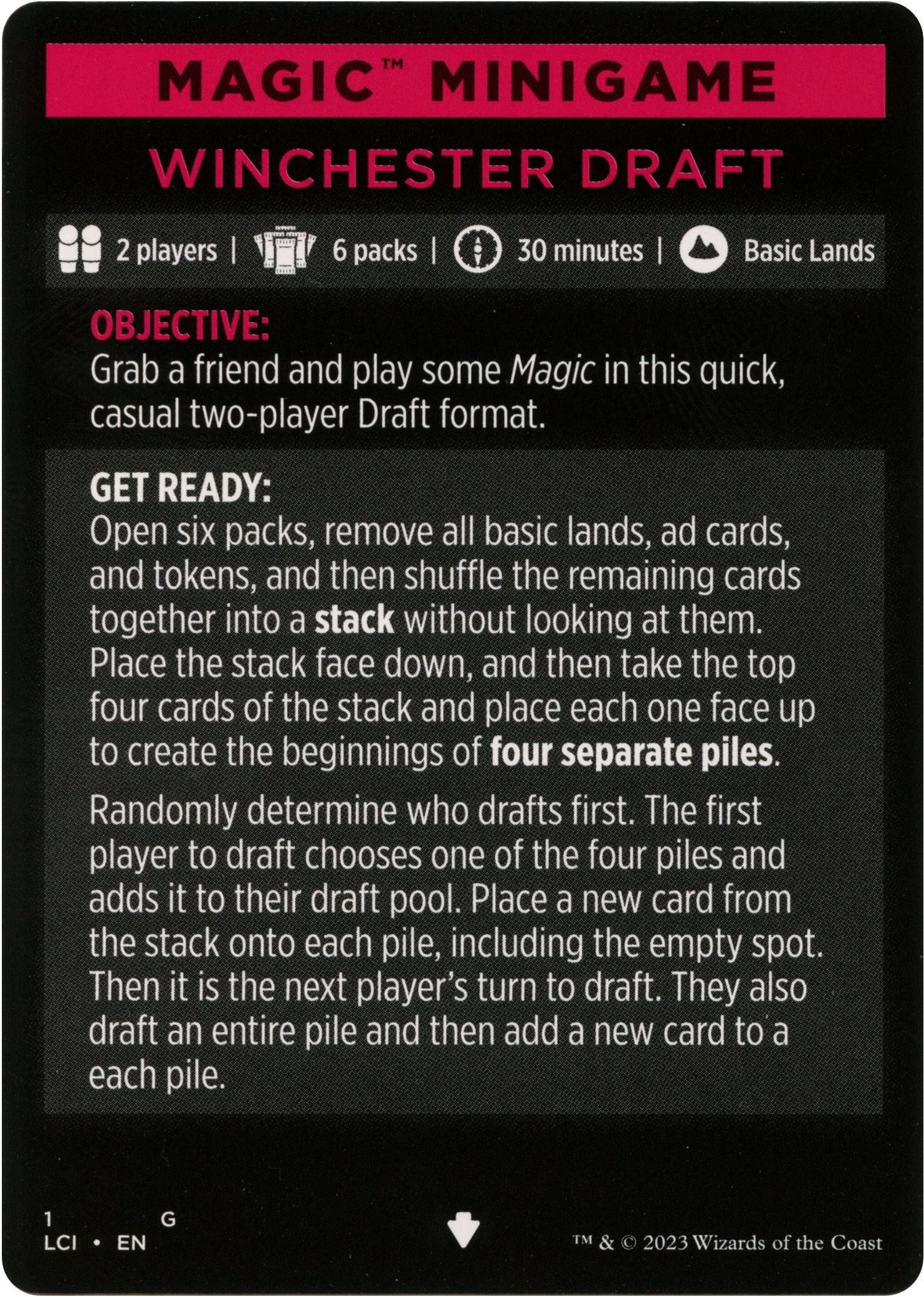Winchester Draft (Magic Minigame) [The Lost Caverns of Ixalan Minigame] | Anubis Games and Hobby