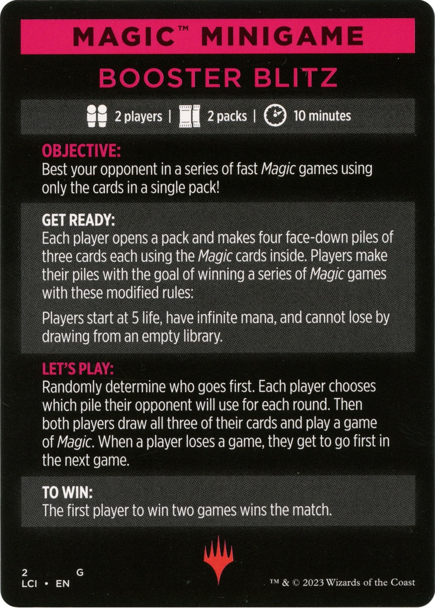 Booster Blitz (Magic Minigame) [The Lost Caverns of Ixalan Minigame] | Anubis Games and Hobby