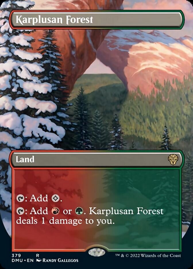 Karplusan Forest (Borderless Alternate Art) [Dominaria United] | Anubis Games and Hobby