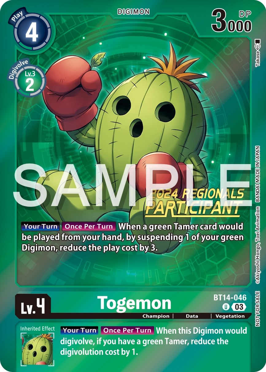 Togemon [BT14-046] (2024 Regionals Participant) [Blast Ace Promos] | Anubis Games and Hobby