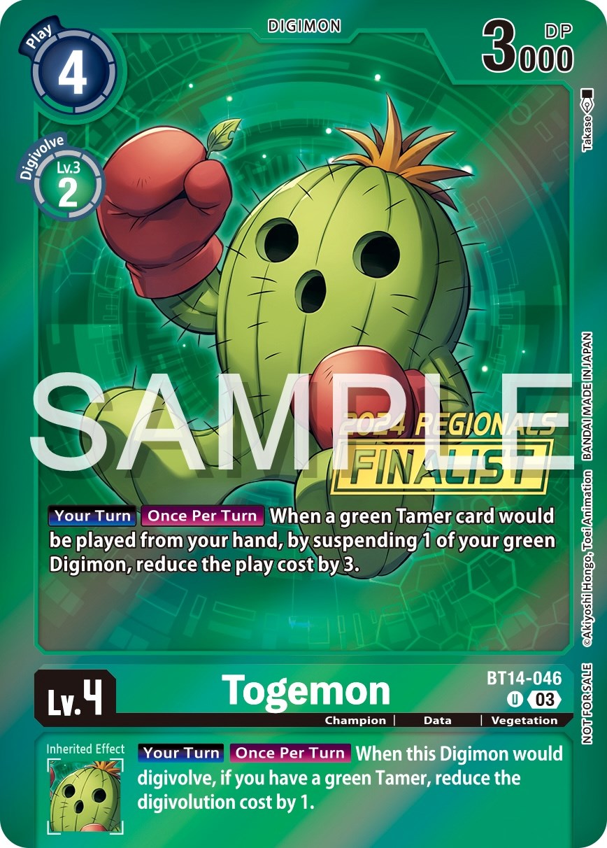 Togemon [BT14-046] (2024 Regionals Finalist) [Blast Ace Promos] | Anubis Games and Hobby