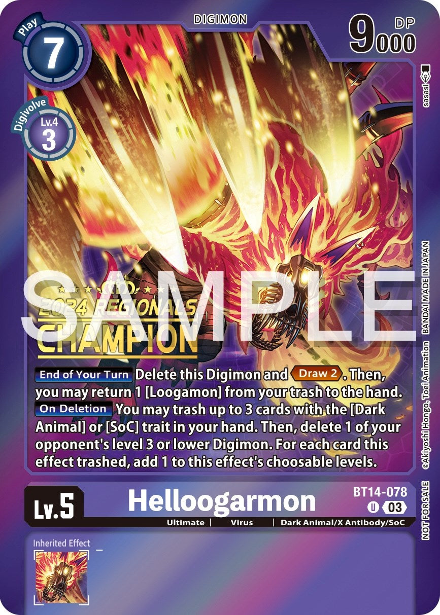 Helloogarmon [BT14-078] (2024 Regionals Champion) [Blast Ace Promos] | Anubis Games and Hobby