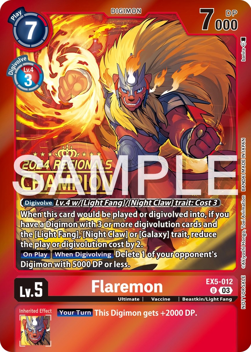 Flaremon [EX5-012] (2024 Regionals Champion) [Animal Colosseum Promos] | Anubis Games and Hobby