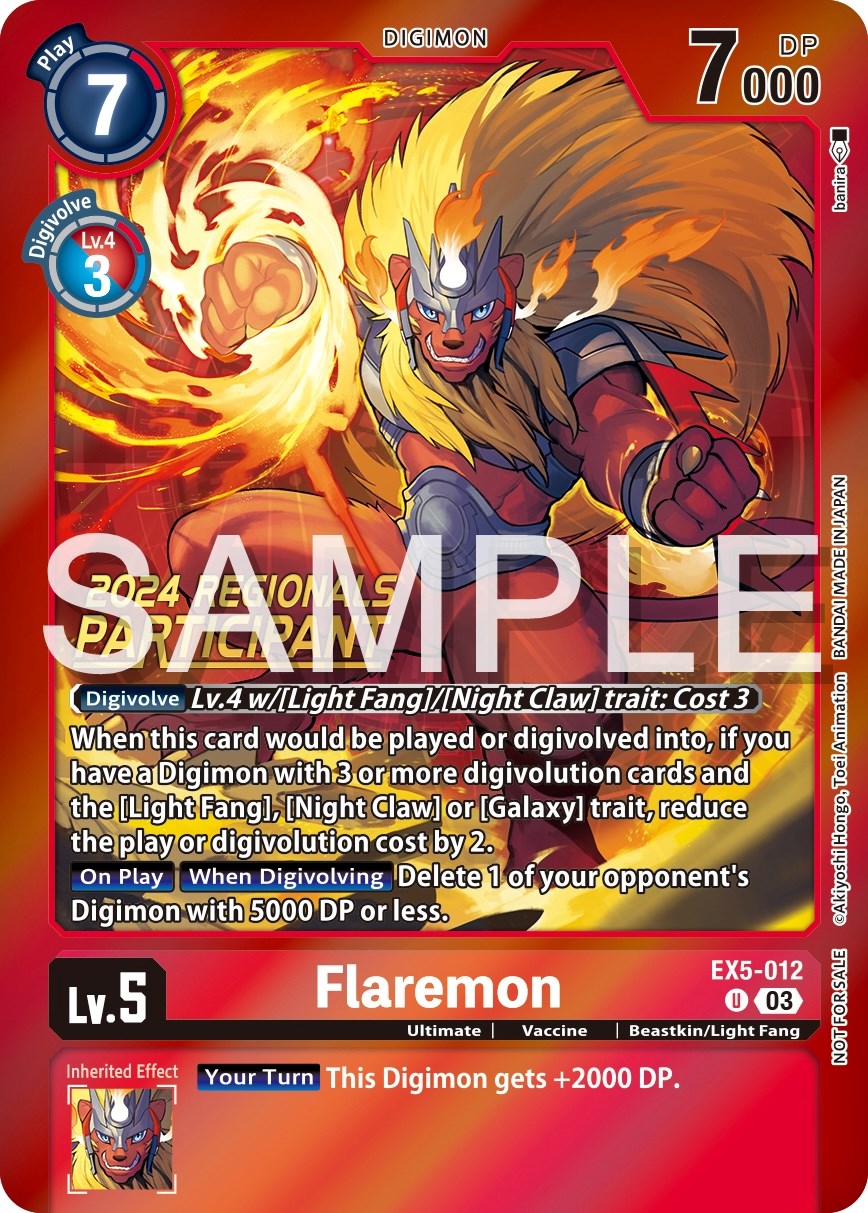 Flaremon [EX5-012] (2024 Regionals Participant) [Animal Colosseum Promos] | Anubis Games and Hobby