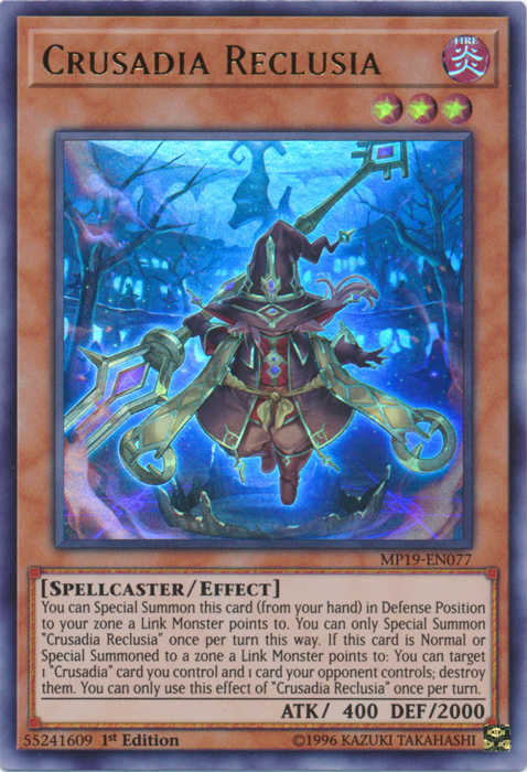 Crusadia Reclusia [MP19-EN077] Ultra Rare | Anubis Games and Hobby