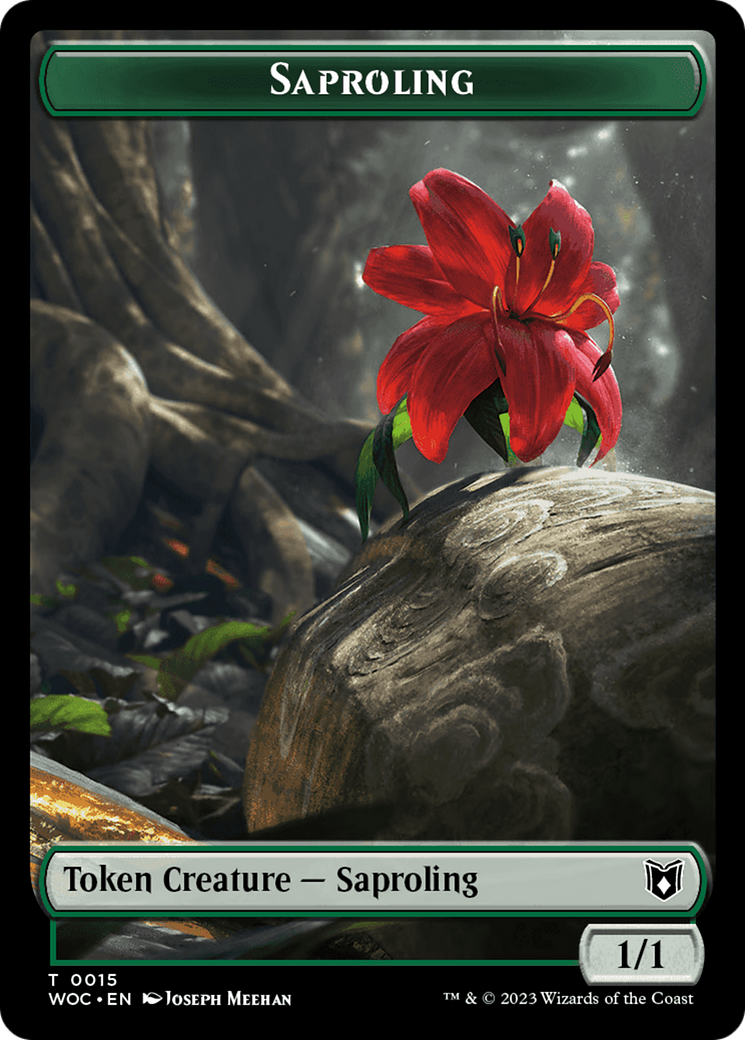 Faerie // Saproling Double-Sided Token [Wilds of Eldraine Commander Tokens] | Anubis Games and Hobby