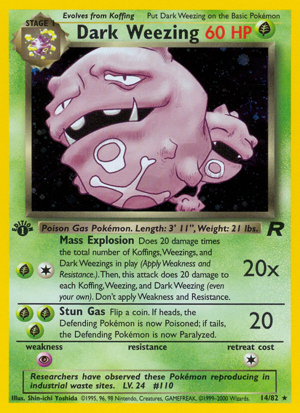 Dark Weezing (14/82) [Team Rocket 1st Edition] | Anubis Games and Hobby