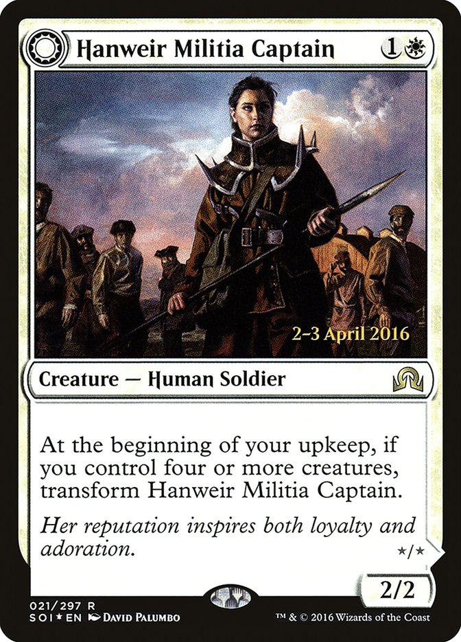 Hanweir Militia Captain // Westvale Cult Leader [Shadows over Innistrad Prerelease Promos] | Anubis Games and Hobby