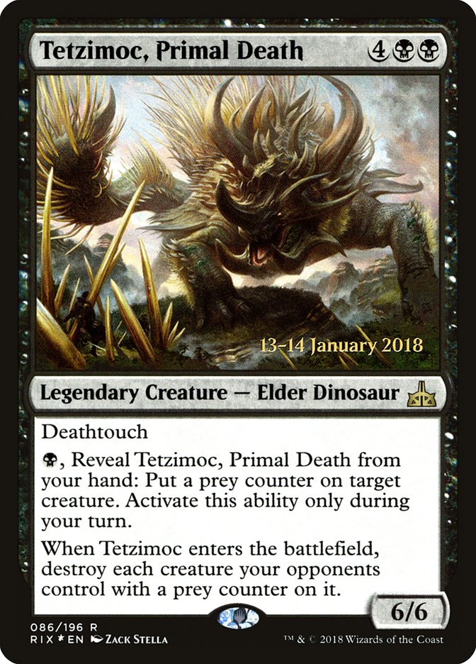 Tetzimoc, Primal Death [Rivals of Ixalan Prerelease Promos] | Anubis Games and Hobby