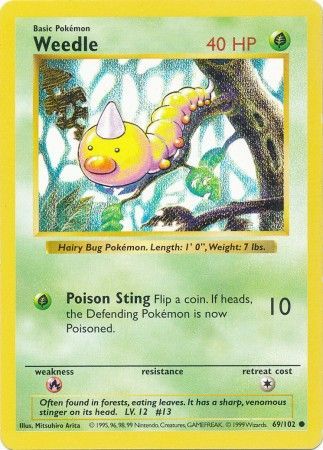 Weedle (69/102) [Base Set Shadowless Unlimited] | Anubis Games and Hobby