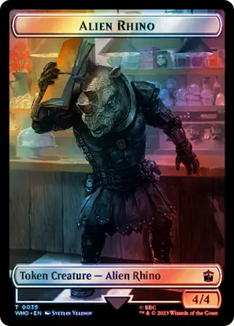 Alien Rhino // Clue (0054) Double-Sided Token (Surge Foil) [Doctor Who Tokens] | Anubis Games and Hobby