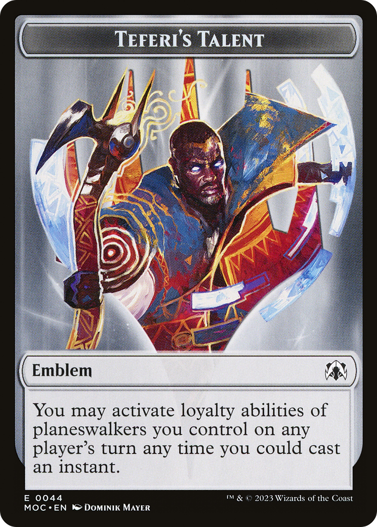 First Mate Ragavan // Teferi's Talent Emblem Double-Sided Token [March of the Machine Commander Tokens] | Anubis Games and Hobby