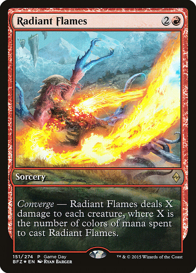 Radiant Flames (Game Day) [Battle for Zendikar Promos] | Anubis Games and Hobby