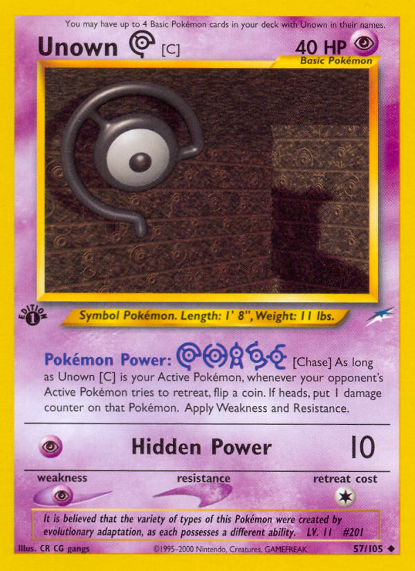 Unown [C] (57/105) [Neo Destiny 1st Edition] | Anubis Games and Hobby