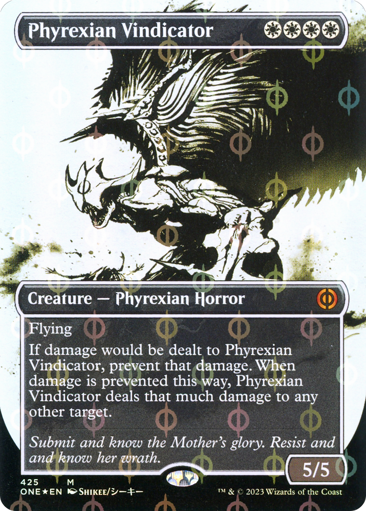 Phyrexian Vindicator (Borderless Ichor Step-and-Compleat Foil) [Phyrexia: All Will Be One] | Anubis Games and Hobby