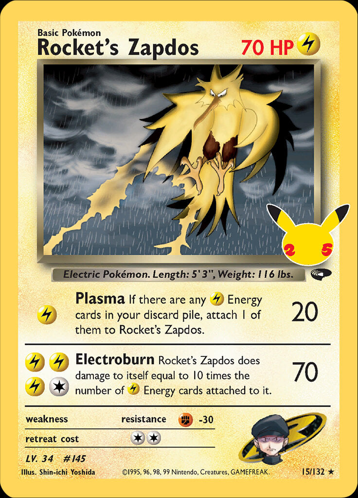 Rocket's Zapdos (15/132) [Celebrations: 25th Anniversary - Classic Collection] | Anubis Games and Hobby