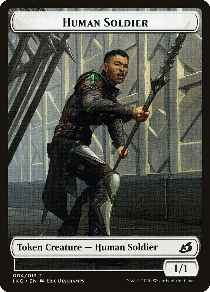 Dinosaur // Human Soldier (004) Double-Sided Token [Ikoria: Lair of Behemoths Tokens] | Anubis Games and Hobby