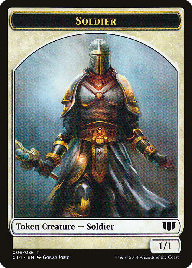 Soldier // Spirit Double-Sided Token [Commander 2014 Tokens] | Anubis Games and Hobby