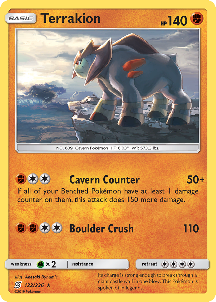 Terrakion (122/236) [Sun & Moon: Unified Minds] | Anubis Games and Hobby