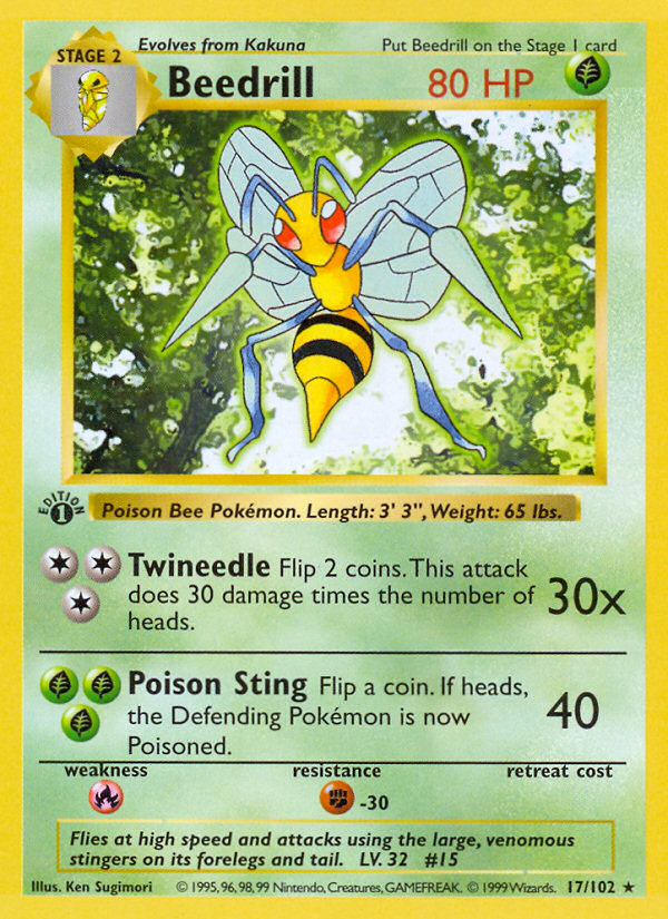 Beedrill (17/102) (Shadowless) [Base Set 1st Edition] | Anubis Games and Hobby