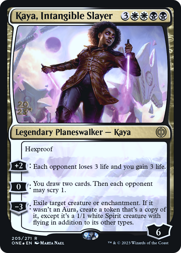 Kaya, Intangible Slayer [Phyrexia: All Will Be One Prerelease Promos] | Anubis Games and Hobby