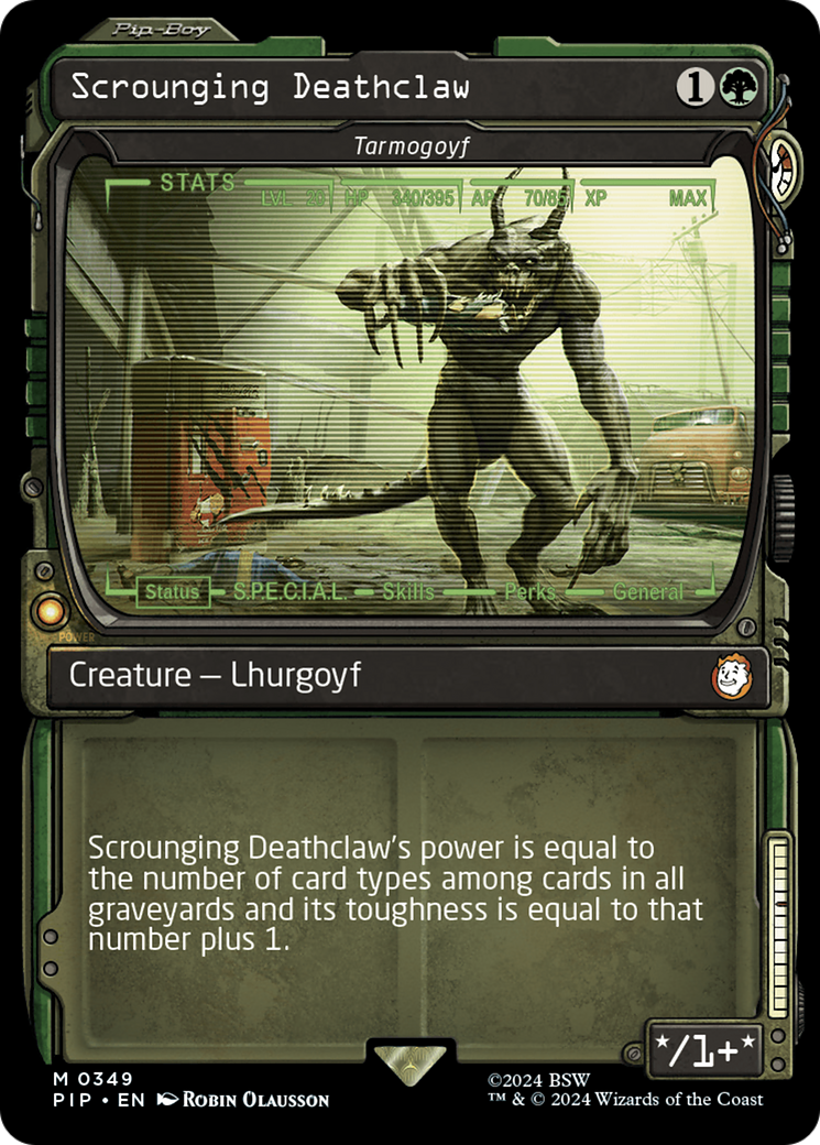 Scrounging Deathclaw - Tarmogoyf (Showcase) [Fallout] | Anubis Games and Hobby