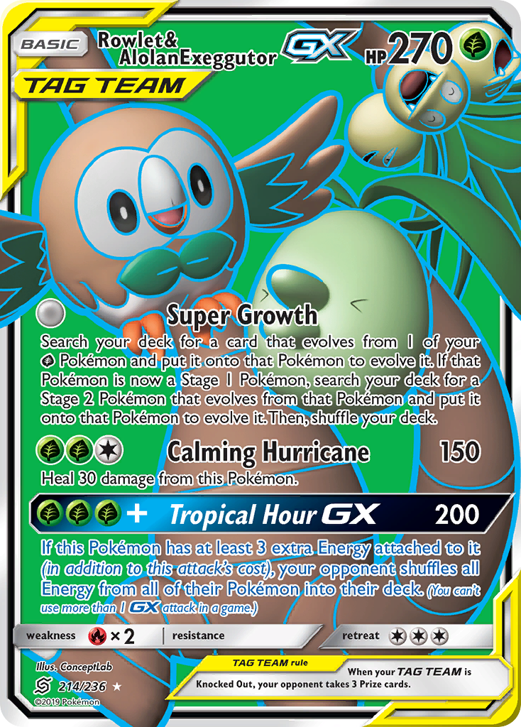 Rowlet & Alolan Exeggutor GX (214/236) [Sun & Moon: Unified Minds] | Anubis Games and Hobby