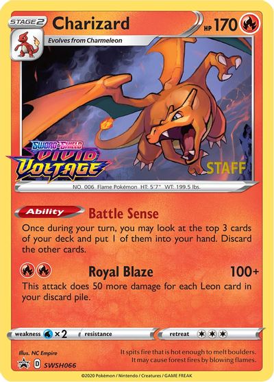 Charizard (SWSH066) (Staff Prerelease Promo) [Sword & Shield: Black Star Promos] | Anubis Games and Hobby