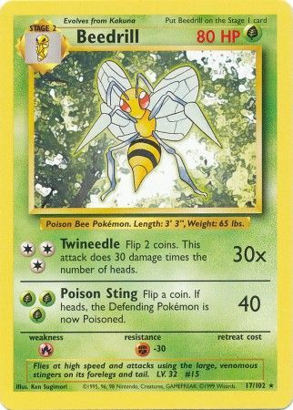 Beedrill (17/102) [Base Set Unlimited] | Anubis Games and Hobby