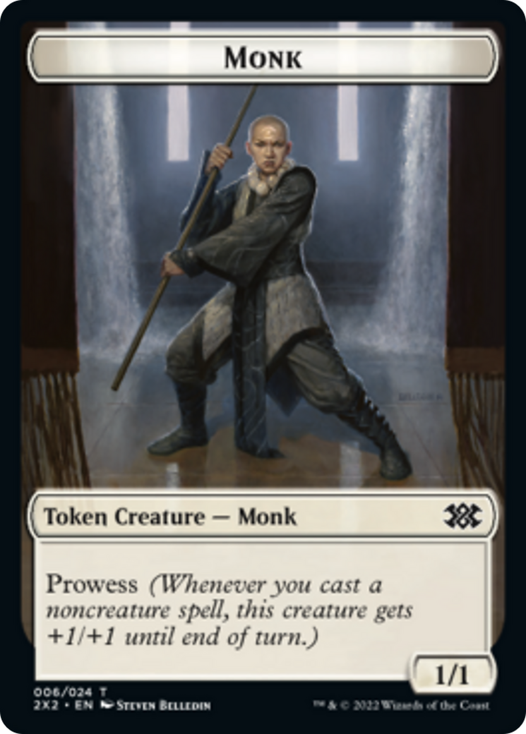 Boar // Monk Double-Sided Token [Double Masters 2022 Tokens] | Anubis Games and Hobby