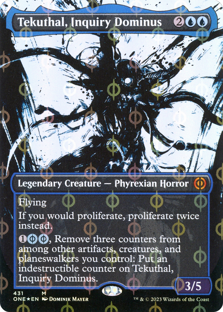 Tekuthal, Inquiry Dominus (Borderless Ichor Step-and-Compleat Foil) [Phyrexia: All Will Be One] | Anubis Games and Hobby