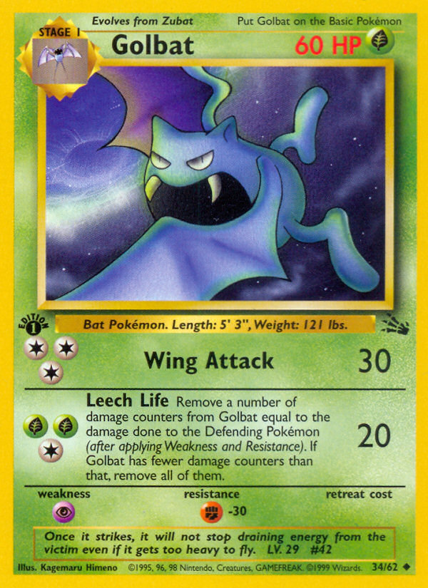 Golbat (34/62) [Fossil 1st Edition] | Anubis Games and Hobby