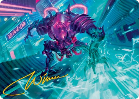 Surgehacker Mech Art Card (Gold-Stamped Signature) [Kamigawa: Neon Dynasty Art Series] | Anubis Games and Hobby