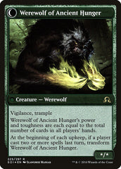 Sage of Ancient Lore // Werewolf of Ancient Hunger [Shadows over Innistrad Prerelease Promos] | Anubis Games and Hobby